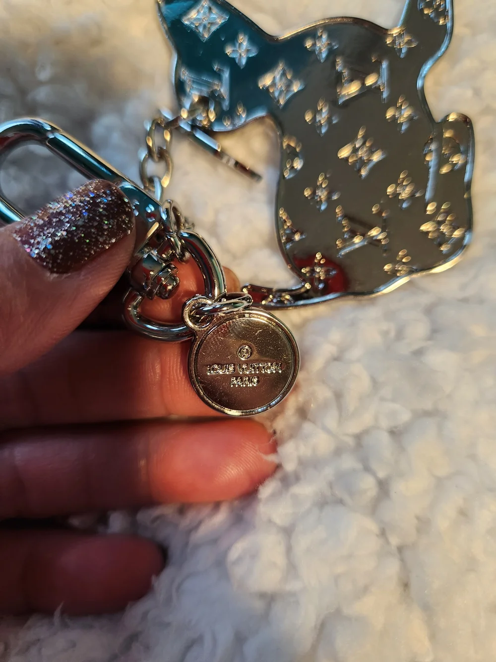 Louis Vuitton Silver Monogram Puppy  Keychain Charm - Picture 2 of 7